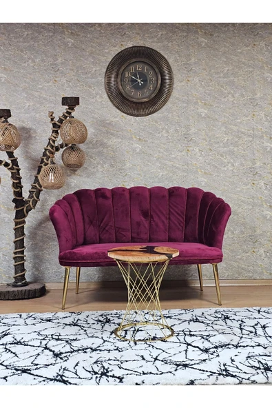 İkili Gold Kaplama Sivriltme Ayak Bordo Döşeme Papatya Çay Seti Koltuk Takımı , Balkon, Salon, Ofis, Cafe Koltuk Takımı ürün görseli 1