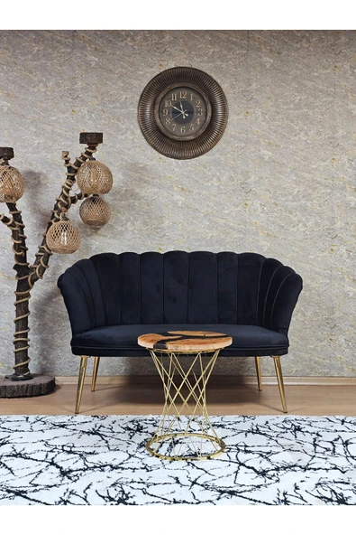 İkili Gold Kaplama Sivriltme Ayak Siyah Döşeme Papatya Çay Seti Koltuk Takımı , Balkon, Salon, Ofis, Cafe Koltuk Takımı ürün görseli 1