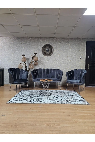 Krom Kaplama Sivriltme Ayak Füme Döşeme Papatya Çay Seti Koltuk Takımı , Balkon, Salon, Ofis, Cafe Koltuk Takımı ürün görseli 1