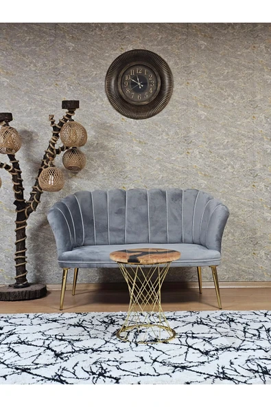 İkili Gold Kaplama Sivriltme Ayak Gri Döşeme Papatya Çay Seti Koltuk Takımı , Balkon, Salon, Ofis, Cafe Koltuk Takımı ürün görseli 1