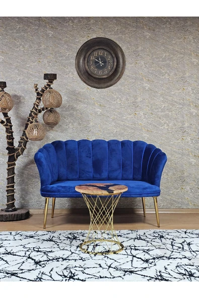 İkili Gold Kaplama Sivriltme Ayak Mavi Döşeme Papatya Çay Seti Koltuk Takımı , Balkon, Salon, Ofis, Cafe Koltuk Takımı ürün görseli 1