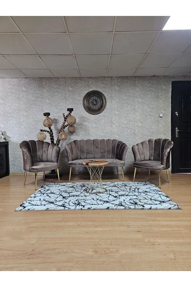 Gold Kaplama Sivriltme Ayak Kahverengi Döşeme Papatya Çay Seti Koltuk Takımı , Balkon, Salon, Ofis, Cafe Koltuk Takımı ürün görseli 1