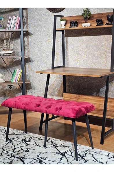 Siyah Boyalı Siyah Oturaklı Metal Sivriltme Ayaklı Babyface Puf & Bench & Oturak BORDO Renk 200 Boyut/Ebat ürün görseli 1