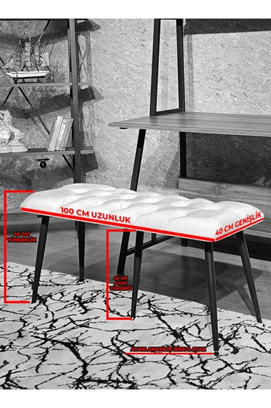 Krom Metal Yeşil Oturaklı Sivriltme Ayaklı Babyface Puf & Bench & Oturak FÜME Renk 100 x 40 Boyut/Ebat ürün görseli 1