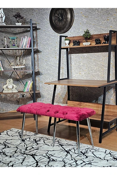 Krom Metal Yeşil Oturaklı Sivriltme Ayaklı Babyface Puf & Bench & Oturak BORDO Renk 100 x 40 Boyut/Ebat ürün görseli 1