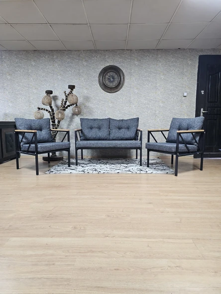 Siyah Boyalı Bahçe Füme Döşeme - Balkon - Mutfak Çay Seti Takımı Bahçe Koltuk Takımı ürün görseli 1