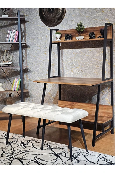 Siyah Boyalı Siyah Oturaklı Metal Sivriltme Ayaklı Babyface Puf & Bench & Oturak KREM Renk 200 Boyut/Ebat ürün görseli 1