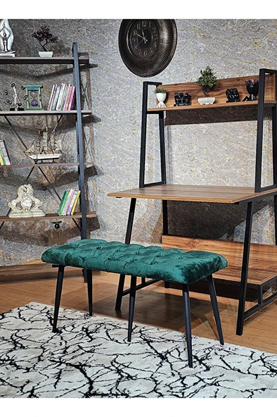 Siyah Boyalı Siyah Oturaklı Metal Sivriltme Ayaklı Babyface Puf & Bench & Oturak YEŞİL Renk 200 Boyut/Ebat ürün görseli 1