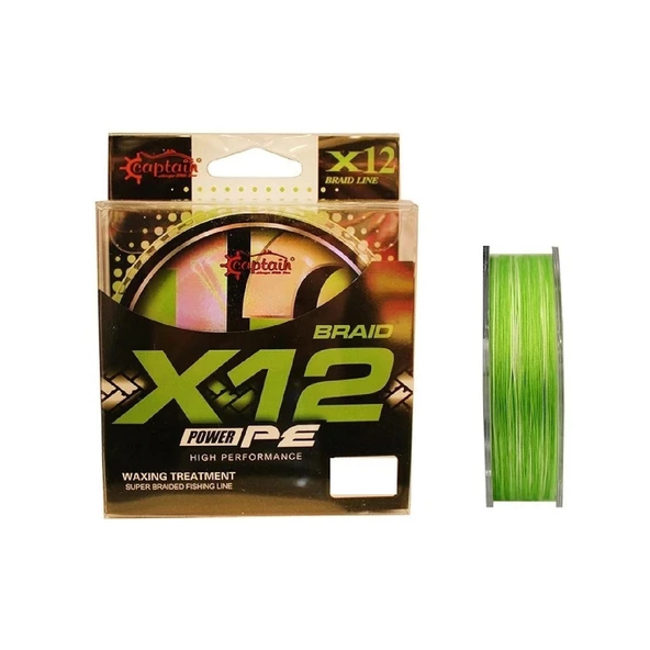 Captain X12 Power Pe İp Misina 0,20Mm 150Mt Green White ürün görseli 1