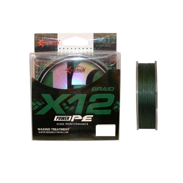 Captain X12 Power Pe İp Misina 0,16Mm 150Mt Dark Green ürün görseli 1