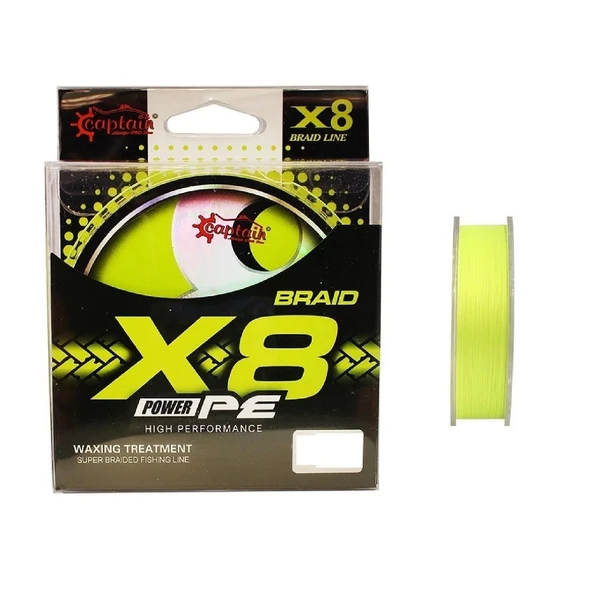 Captain X8 Power Pe İp Misina 0,14Mm 150Mt Lemon Yellow ürün görseli 1