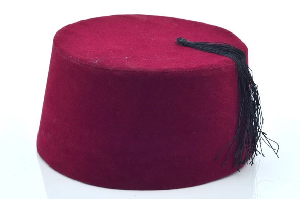 Osmanlı Bordo Erkek Püsküllü Damat Kına Fesi 9,5cm Kısa ürün görseli 1