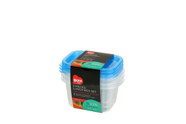 Plastik Saklama Kabı 3'lü Set Mini 230 ml BO542 ürün görseli 1