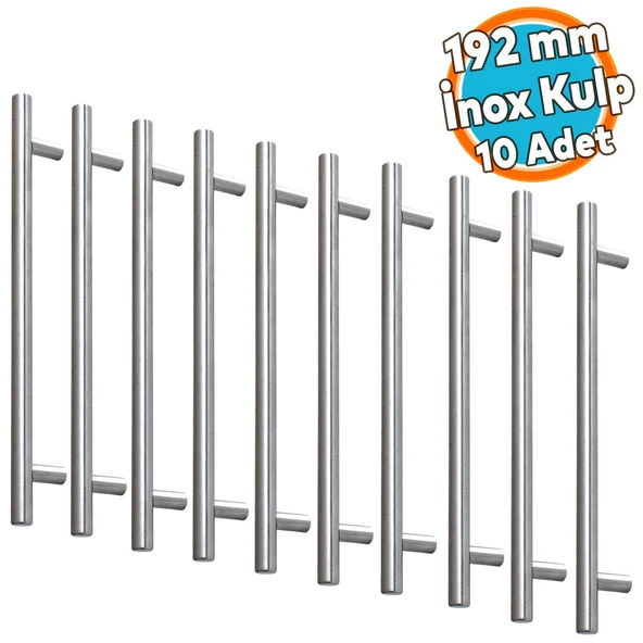 İnox Metal Mobilya Mutfak Çekmece Dolap Dolabı Kapak Kulbu Kulpu Kulpları (192 mm - 19.2 cm) 10 Adet ürün görseli 1