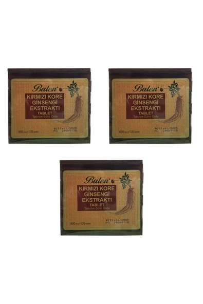 Balen Kırmızı Kore Ginseng 600 mg 120 Tablet 3'lü ürün görseli 1