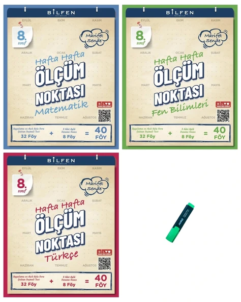 LGS 8. Sınıf Ölçüm Noktası Matematik Fen Bilimleri ve Türkçe 3 Kitap ürün görseli 1