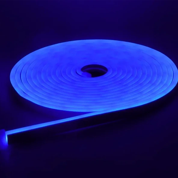Neon LED şerit 5metre (Mavi) LED zincir bandı hortum esnek dekoratif aydınlatma ışık 12V 10W ürün görseli 1