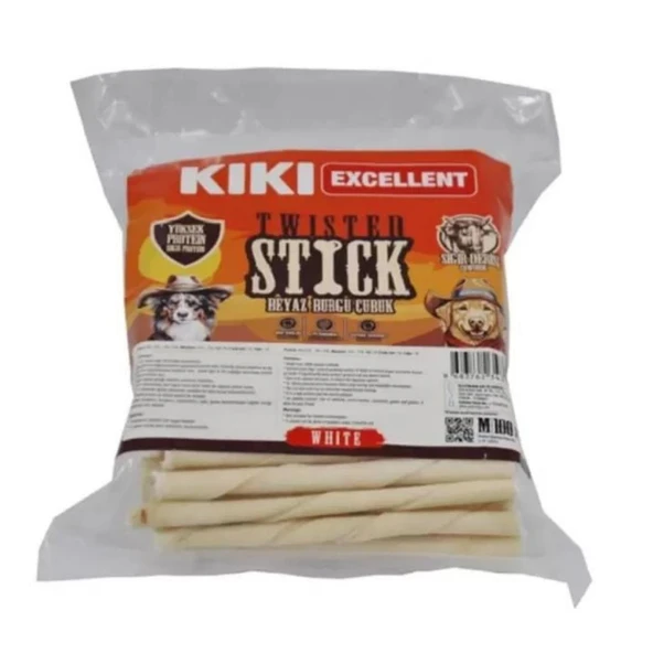 Kiki Excellent White Twisted Stick (Beyaz Burgu Çubuk)  - 100 ADET ürün görseli 1