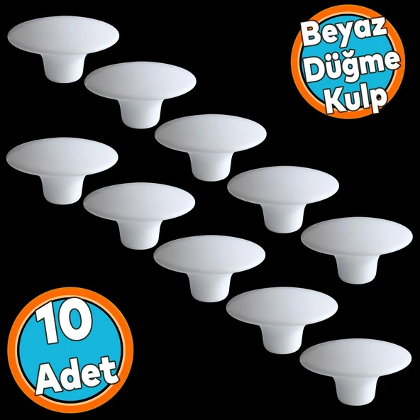 Mobilya Mutfak Dolap Dolabı Çekmece Kulpu Kulbu Plastik Dış Bükey Kulp BEYAZ Renk 10 Adet ürün görseli 1