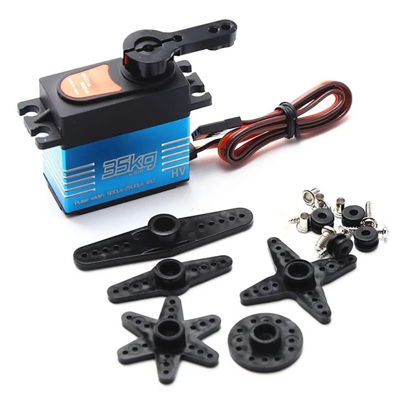 Qy3235mg 35kg Servo Motor 180 Derece Gxservo 25T Metal Dişli Yüksek Tork Su Geçirmez Çift Rulman Dijital Robot El Kol Araba Direksiyon Yön Helikopter Uçak Bot Kamyon ürün görseli 1