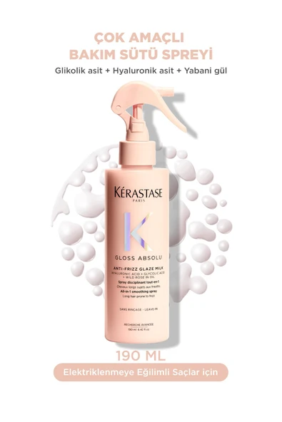 Kerastase Gloss Absolu Glaze Milk Elektriklenmeye Eğilimli Saçlar için Çok Amaçlı Bakım Sütü Spreyi 190 ml ürün görseli 1