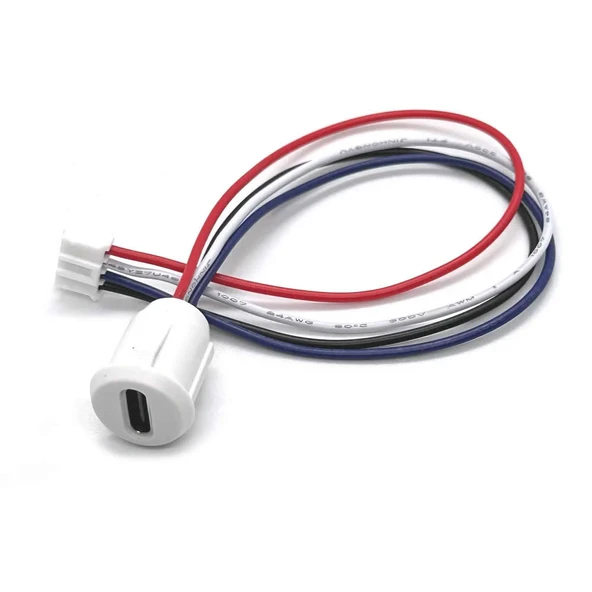 Type C Panel Montaj Dişi Soket 4 Pin 15cm Kablolu Beyaz  Uzatma USB 3.1 Konnektör Araba Kamera Oyuncak Telefon Şarj Mp3 Tablet ürün görseli 1