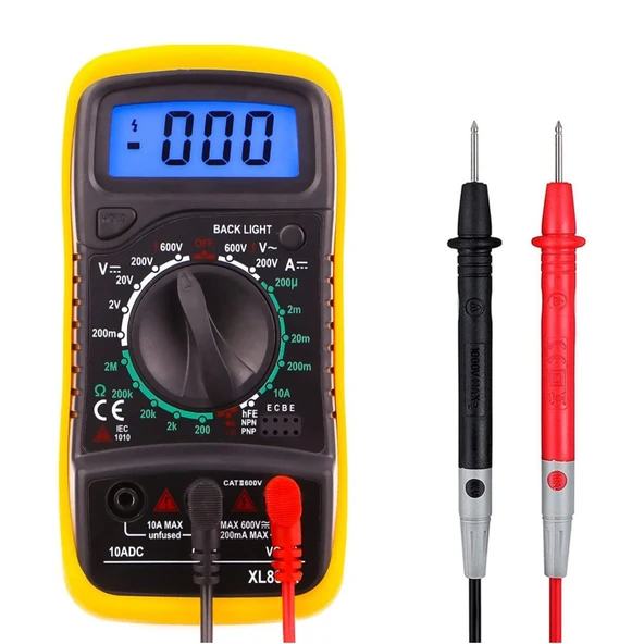 XL830L Dijital Multimetre  Ölçü Aleti Avometre Voltmetre Ampermetre Voltaj Akım Direnç Transistör Diyot Test Cep Tipi Mini ürün görseli 1