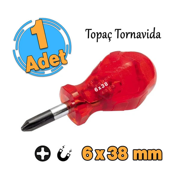 Mıknatıslı Yıldız Uçlu Topaç Tornavida 6x38 mm Vida Sıkma Sökme Vidalama El Tornavidası 10 cm 1 Adet ürün görseli 1