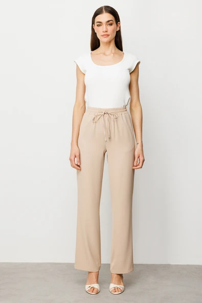 Ekol Minimalist Oversize Kadın Pantolon - Yüksek Bel - Rahat ürün görseli 1