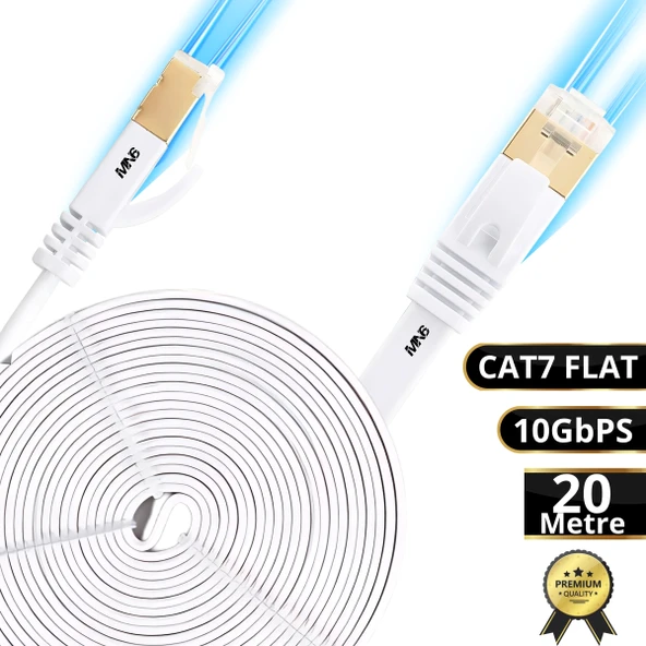 MN6 M112GM 20 Metre Cat7 Flat Kablo/10GBPS-600MHZ-RoHs Sertifikalı/Cat7 Ethernet Kablosu ürün görseli 1