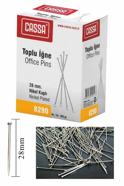 Toplu İğne 250 gr 1 Paket 28mm Nikel Kaplı Toplu İğne Düğün Nişan Takı İğnesi Türban Okul Ofis Büro ürün görseli 1