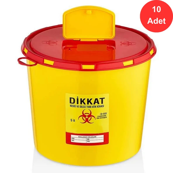 Tıbbi Atık Kovası 5 Litre x 10 Adet  -  Güvenli ve Dayanıklı ürün görseli 1