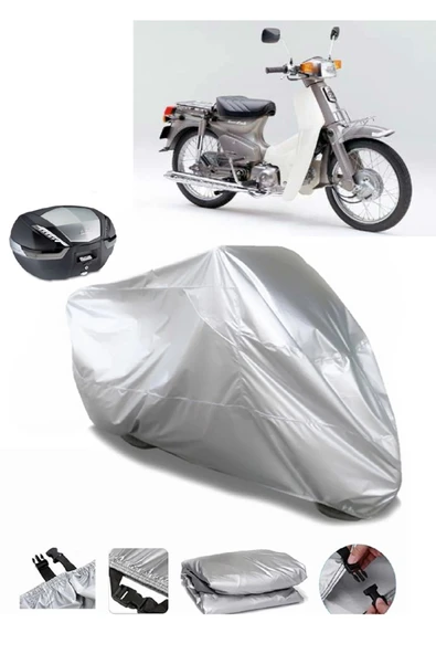 Honda C90 Super Cub Su  Geçirmez Motosiket Brandası Arka Çanta Uyumlu ürün görseli 1