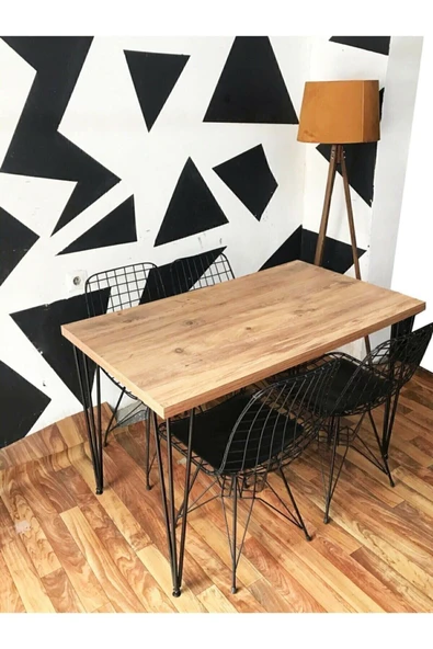 DEKOR MOBİLYACIM Concepthouse Mobilya Yemek Masası Mutfak Masası 4 Kişilik Tel Sandalyeli Atlantik Çam ürün görseli 1