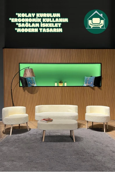 DEKOR MOBİLYACIM Stockholm Çay Seti 4'lü Koltuk Takımı ürün görseli 1