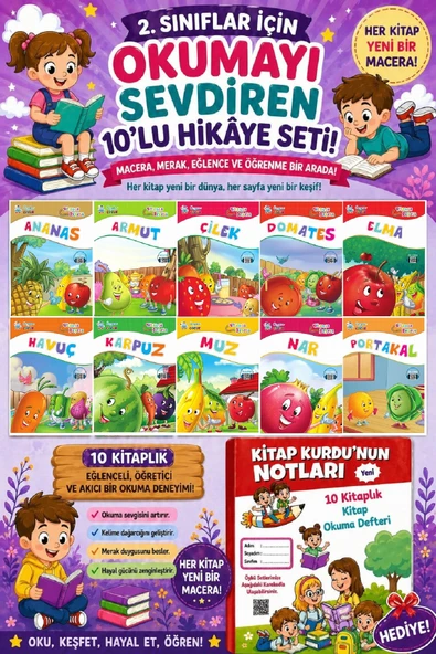 2.Sınıflar İçin Okumayı Sevdiren 10 lu Hikaye Seti 11 (Kitap Okuma Defteri Hediyeli) ürün görseli 1
