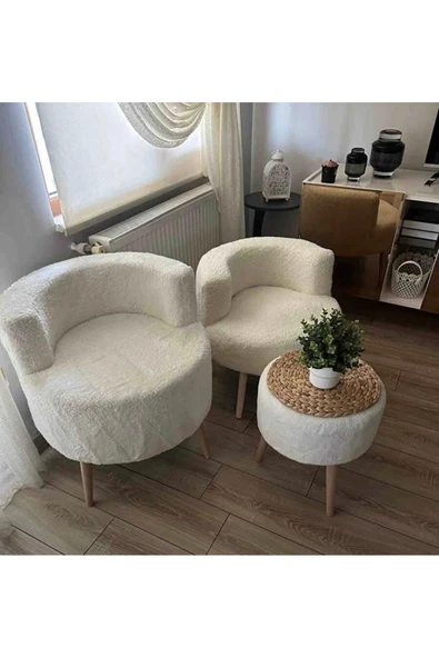 DEKOR MOBİLYACIM Çay Seti Ikili Koltuk Berjer Ve Puf Takımı 3 Lü Takım ürün görseli 1