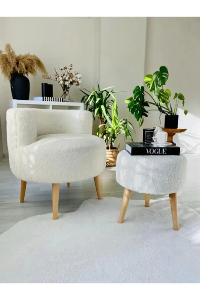 DEKOR MOBİLYACIM Mobilya Çay Set Ikili Koltuk Berjer Ve Puf Takımı (SALON, BALKON, OFİS) (2) Li Takım ürün görseli 1
