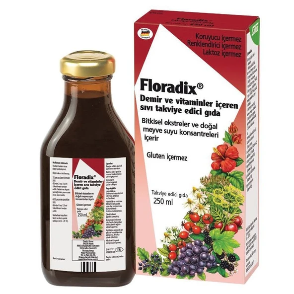Floradix Demir ve Vitaminler İçeren Sıvı Takviye Edici Gıda 250 ml ürün görseli 1