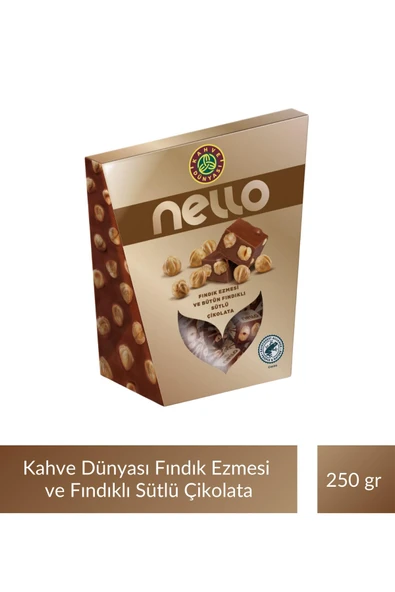 Kahve Dünyası Nello Fındık Ezmesi ve Bütün Fındıklı Sütlü Çikolata 250 gr ürün görseli 1