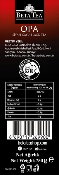Beta Premium Opa 750 Gr % 100 Seylon İthal Siyah Çay - Resim 7