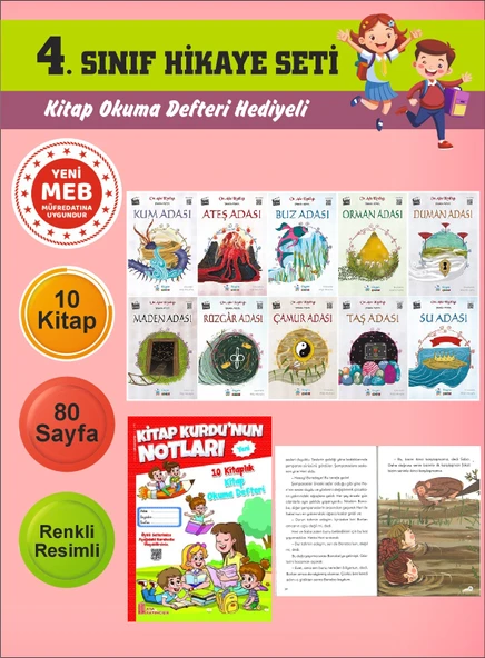 4.Sınıflar İçin Okumayı Sevdiren 10 lu Hikaye Seti 4 (Kitap Okuma Defteri Hediyeli) ürün görseli 1