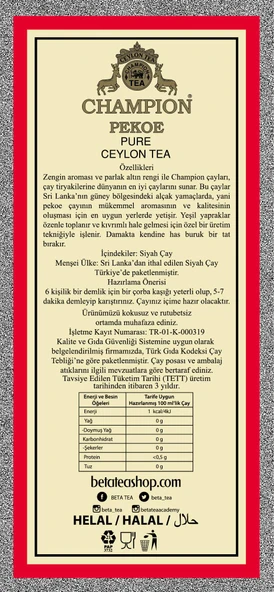 Champion Pekoe 250 GR (Super Pekoe) - Resim 4