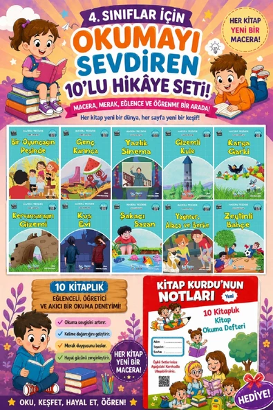 4.Sınıflar İçin Okumayı Sevdiren 10 lu Hikaye Seti 3 (Kitap Okuma Defteri Hediyeli) ürün görseli 1
