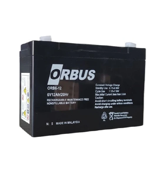 Orbus Akü 6 Volt 12 Amper Orbus Orb6-12 ( 150x50x94mm) ürün görseli 1