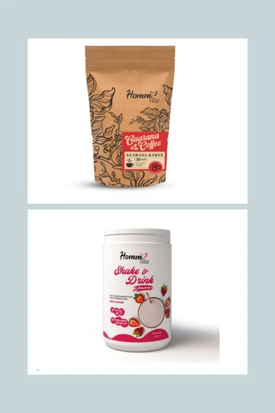 Homm Vita guarana granül kahve ve Homm Vita Shake & Drınk diyet yerine geçen gıda ikisi bir arada ürün görseli 1