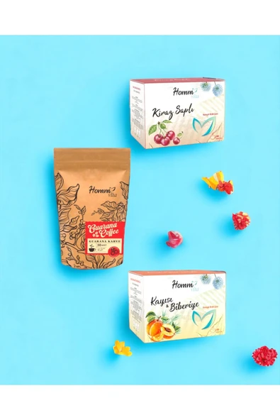 GUARANA KAHVE"KİRAZ SAPLI"KAYISILI KARIŞIK BİTKİ ÇAY SETİ ürün görseli 1