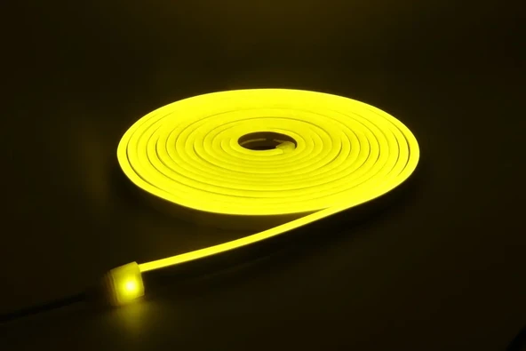 Neon LED şerit 5metre Sarı LED zincir bandı hortum esnek dekoratif aydınlatma ışık 12V 10W ürün görseli 1