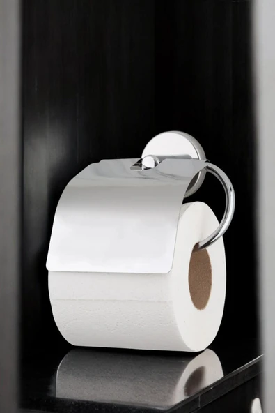 AKBELLİ GROUP 5 Yıl Garantili DELTALİNE Premium Yeni Model Paslanmaz Kapaklı Tuvalet Kağıtlığı WC Kağıtlık Tutucu ürün görseli 1