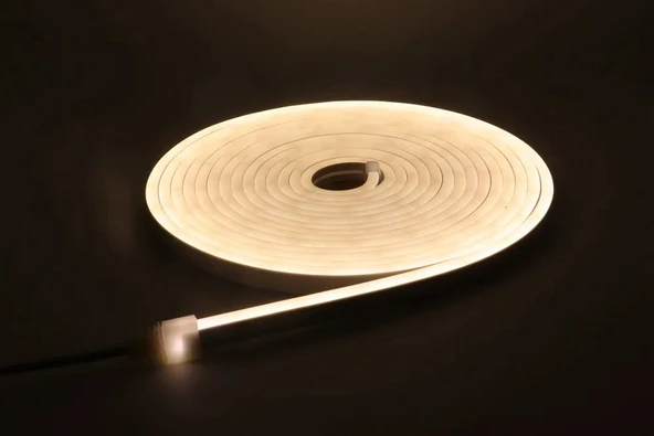 Neon LED şerit 5metre Sıcak beyaz LED zincir bandı hortum esnek dekoratif aydınlatma ışık 12V 10W ürün görseli 1